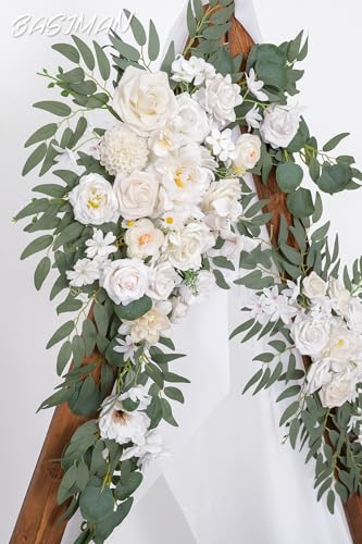 BASIMAN Arch Flowers with Drapes Kit (Pack of 3) for Wedding Ceremony Arbor and Reception Backdrop Decoration Wedding Welc...