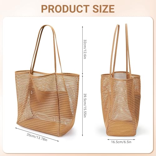 LAILAILE Beach Bags for Women - Large Nylon Mesh Beach Tote Bag with Zipper Pocket & Sandproof Design