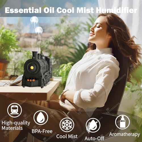 Diffuserlove Train Diffuser 300ML Essential Oil Diffuser Cool Mist Humidifier Aroma Diffuser with Night Light for Bedroom ...