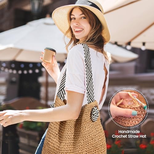 fauson Beach Bags for Women - Straw Bag Tote Bags Casual Boho Large Summer Crossbody Shoulder Handbags Purse