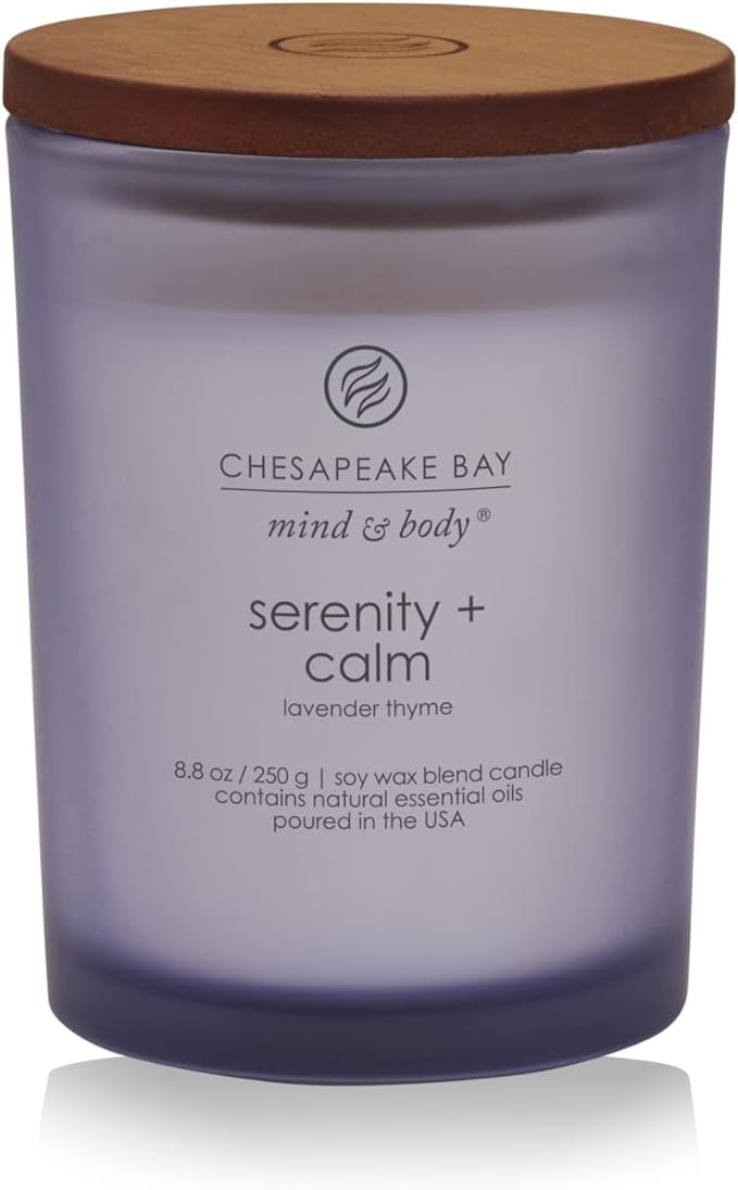 Chesapeake Bay Candle Medium Jar Scented Candle Serenity + Calm (Lavender Thyme) Home Décor Orange Gifting Idea Burn Time ...
