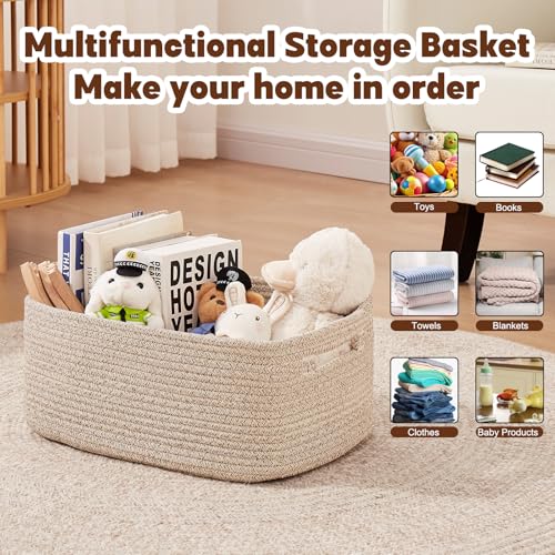 OIAHOMY Storage Basket for Shelves, Closet Cube Storage Bins Baskets for Clothes Blanket Towels, Baby Nursery, Toy Baskets...