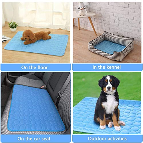 Coppthinktu Cooling Mat for Dogs Summer Dog Pad for Small Medium Large Dogs Cats, Pet Ice Silk Blankets Sleeping Mat, Outd...