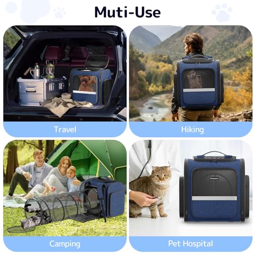 Cat Carrier Backpack with Detachable Play Tunnel, 2 in 1 Cat Tunnel Backpack Suitable for Carrying & Playing, Expandable P...