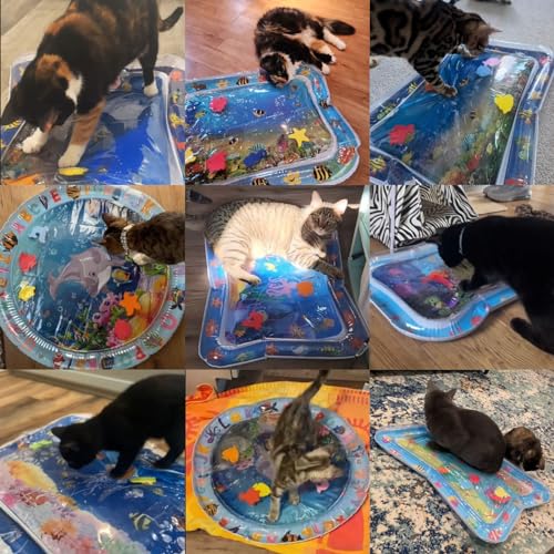 bailconti Cat Water Mat, 2025 Upgraded Thickened Anti-Scratch Leak Proof Cats Water Sensory Play Mat with Floating Fish, P...