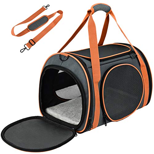 OKMEE Cat Carrier TSA Airline Approved with Ventilation for Small Medium Cats Dogs Puppies, Dog Carrier with Big Space, 5 ...