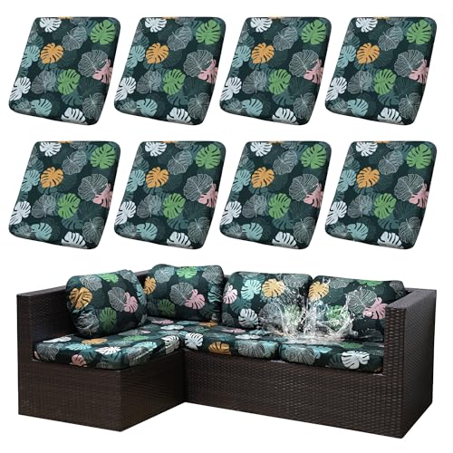 SUKAIKEQA Outdoor Cushion Covers Set,8PCS Patio Furniture Couch Seat Slipcovers, Replacement for Sofa Sectional Chair(Cove...
