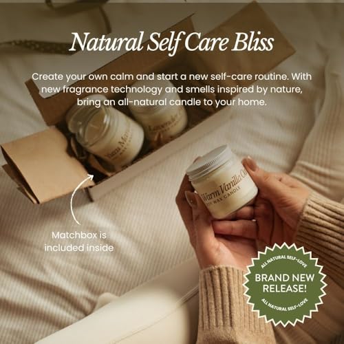 Bare Botanics Soy Candle Gift Set 3 pcs - 100% Plant-Based Fragrance Oils - Premium, Non-Toxic Candle - Softly Scented Nat...