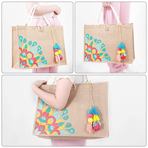 itgowisa Jute Beach Bag for Women, Burlap Beach Tote Bag with Tassel Pocket, Summer Gift for Vacation, Pool, Cruise & Groc...
