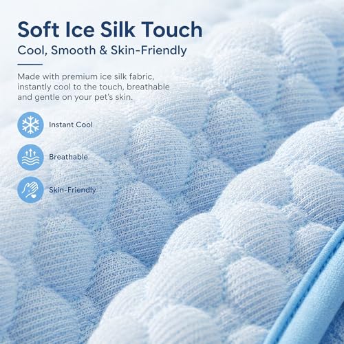 Pet Cooling Mat for Dogs & Cats – Ice-Silk Breathable Washable Foldable Cooling Blanket, Durable Portable Non-Slip Dog Bed...