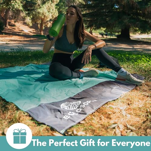 ECCOSOPHY Sand Proof Beach Blanket - Waterproof Picnic Blanket 60x55 Outdoor Compact Pocket Blanket Lightweight Ground Cov...