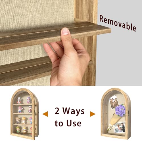 REFGY Arched Shadow Box Frame 16.3"x9.8" for Flowers & Photos - 3.9" Deep Wooden Shadowbox Picture Frame with 4 Removable ...