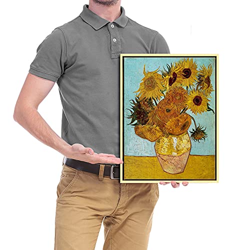 Wieco Art Framed Wall Art Canvas Prints of Sunflower by Vincent Van Gogh Paintings Reproduction Abstract Wall Decorations ...