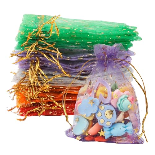 Moon Star Organza Bags 4x5, 50 Pcs Mesh Bags Drawstring,Small Mesh Gift Bags,Drawstring Gift Bags,Wedding Favor Bags,Candy...