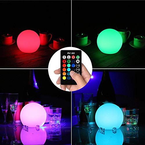 Mr.Go 6-inch RGB Color-Changing LED Globe Orb Light w/Remote, Mood Lamp Kids Night Light, 16 Dimmable Colors & 4 Modes, Ba...