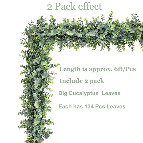 DearHouse 6 Pack Faux Eucalyptus Garland Plant, Artificial Vines Hanging Eucalyptus Leaves Greenery Garland for Wedding Ba...
