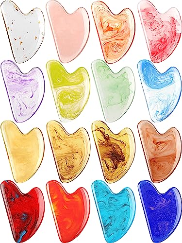 Sherr 16 Pcs Gua Sha Facial Tools Gua Sha Stone Facial Massage Tools Face Massager for Body Spa Acupuncture Relieve Muscle...