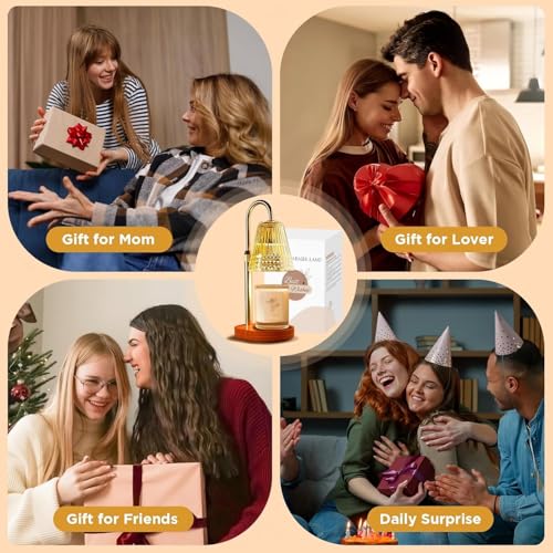 Candle Warmer Lamp with Timer, 4-Levels Dimmable Electric Wax Melter, Adj.Height for Jar Candles, Mother's& Father's&Chris...