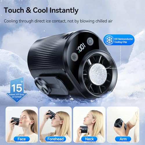 KIMMOO Smart Portable Rechargeable Fan with Ice Cooler, 100-Speed, 14000RPM Turbo Cooling Personal Waist Fan, 4000mAh Wear...