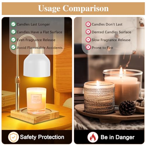 Xiwoa Electric Candle Warmer Lamp with 2H/4H/8H Timer Dimming Height Adjustable Safety Night Lamp, Home Scented Jar Candle...