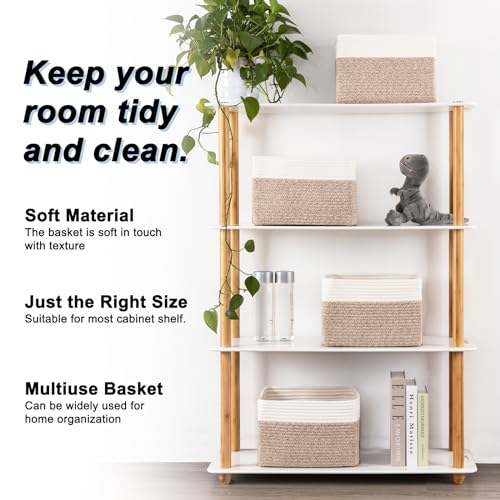 SIXDOVE 4 Pack Storage Baskets for Organizing, Woven Baskets for Shelves - Perfect for Toys, Books, Towels, and Clothes, D...