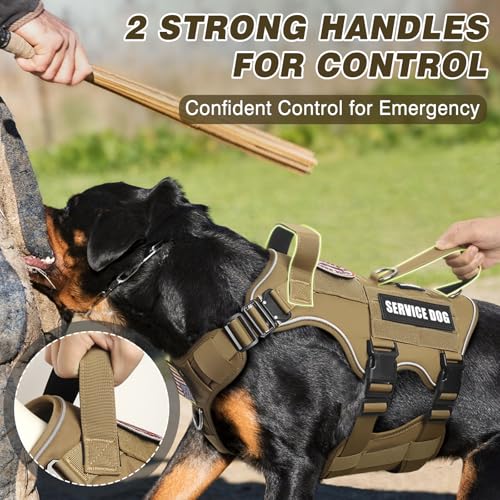 MOOGROU Service Dog Vest and Leash Set,Heavy Duty Tactical Dog Harness with Metal Buckles for Large Dogs,Adjustable No-Pul...
