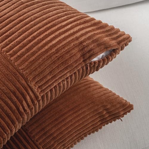 Fancy Homi 2 Packs Rust Boho Decorative Throw Pillow Covers 18x18 Inch for Couch Bed Sofa, Farmhouse Fall Home Decor, Soft...