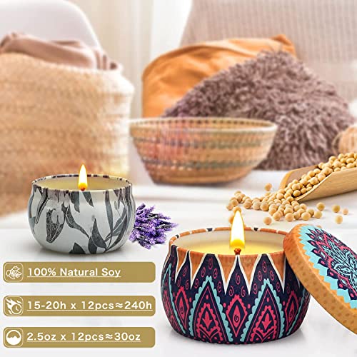 Candles Gifts for Women, 12 Pack Scented Candles, Candles for Home Scented, Soy Wax Aromatherapy Candle Set, Stress Relief...