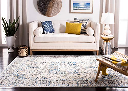 SAFAVIEH Madison Collection Area Rug - 10' x 14', Grey & Ivory, Snowflake Medallion Distressed Design, Non-Shedding & Easy...