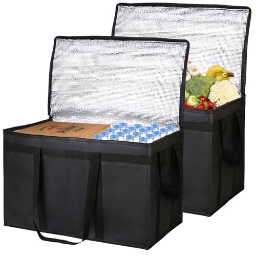 Bodaon 2-Pack Insulated Food Delivery Bag, XXXL Grocery Shopping/Catering/Pizza Cooler Bags, Rideshare Delivery Bag, Cold/...