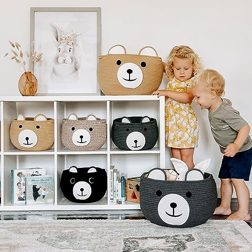 CherryNow Baby Basket for Nursery, Bear Gift Baskets for Kids, Baby Shower Basket with Handles, Small Cute Animal Baskets,...