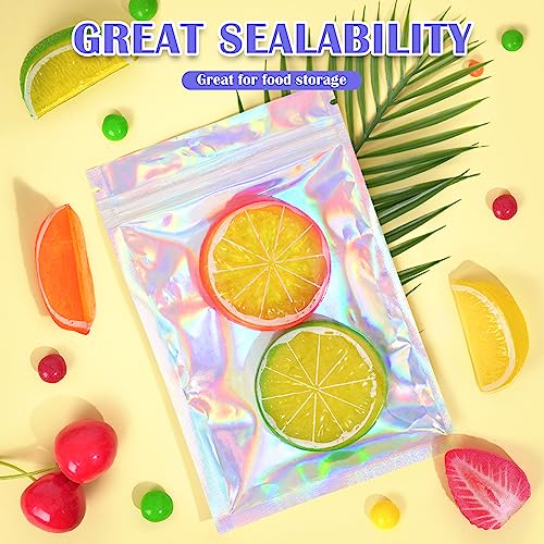 JETMORE 100 Pcs Holographic Mylar Bags, Smell Proof & Resealable Bag for Small Business, Foil Freshie Bags for Treat,Jewel...