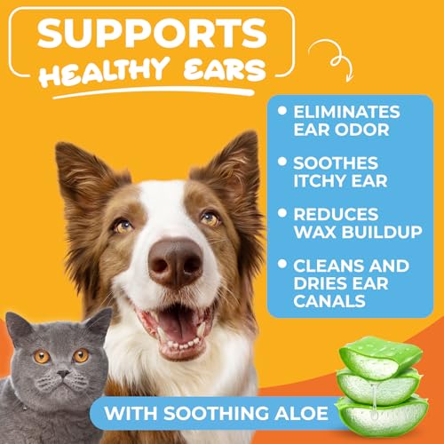 Paw Science Dog Ear Cleaner Wipes – Finger Wipes for Dogs & Cats – Cleaning, Soothing, & Deodorizing Itchy Ears – Pet Ear ...