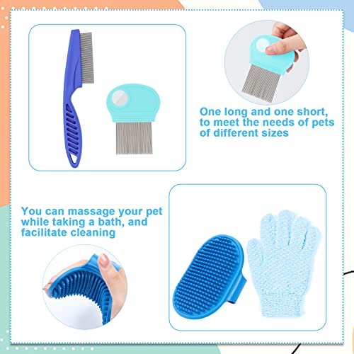 VCZONE Small Animal Grooming Set: Pet Nail Clipper & File, Flea Comb, Shampoo Brush, Shedding Slicker Brush, Massage Glov...
