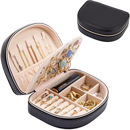 ProCase Travel Size Jewelry Box, Medium Portable Seashell-Shaped Jewelry Case, 2 Layer Jewelry Organizer in PU Leather for...