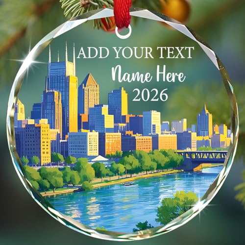 Personalized Nashville Landmarks Ornament, Nashville Tennessee Glass Christmas Ornament, Souvenir Collection Keepsake Gift...