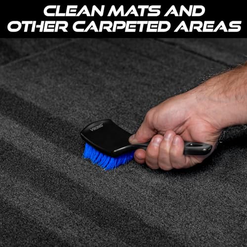 Viking Carpet Cleaning and Scrub Brush for Floor Mats, Cleaning Brush for Car Interior and Home, Black and Blue, 8.3 inch ...