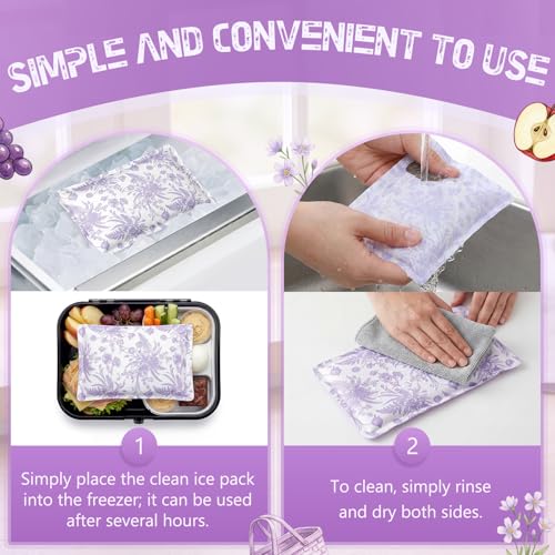 VIHOSE 2 Pcs Soft Ice Packs for Lunch Box and Cooler Bag Reusable Lightweight Long Lasting Cold Bottle Ice Pack for Lunch ...