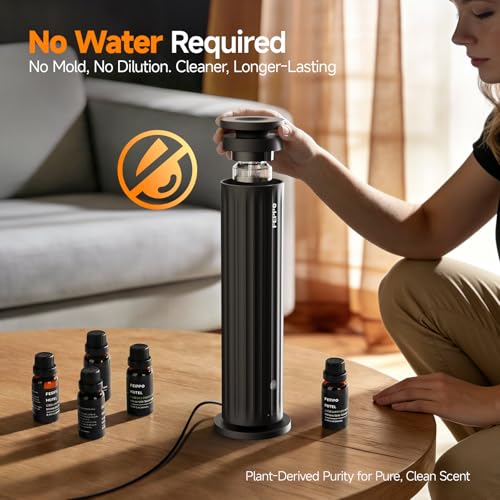FEPPO Waterless Diffuser, Essential Oil Diffuser for Home Hotel Office – Cold Air Aroma Diffuser Starter Kit with 5×20mL H...