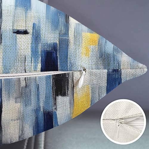 Smooffly Abstract Stripes Pillow Cover Farmhouse Geometric Multicolor Stripes and Teals Ink Texture Decorations Cushion Ca...
