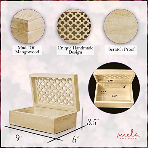 Mela Artisans Large Wooden Keepsake Box | Whitewash Memory & Decorative Storage Box for Jewelry, Photos & Trinkets with Hi...
