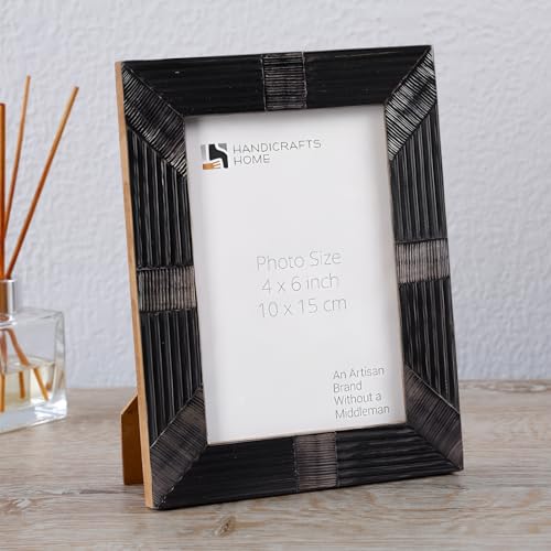Handicrafts Home Decorative Picture Frame 4x6, Handmade Shagrin Horn Photo Frame, Black Decorative Tabletop Display & Wall...