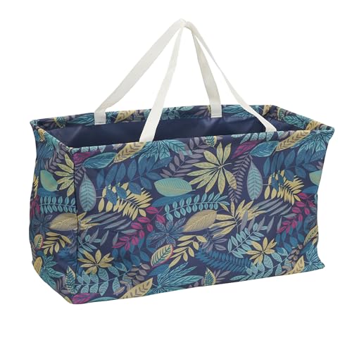 Household Essentials Large Canvas Utility Tote Bag with Handles | Collapsible Storage Basket for Laundry, Groceries, Colle...