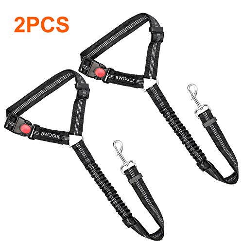 BWOGUE 2 Packs Dog Cat Safety Seat Belt Strap Car Headrest Restraint Adjustable Nylon Fabric Dog Restraints Vehicle Seatbe...