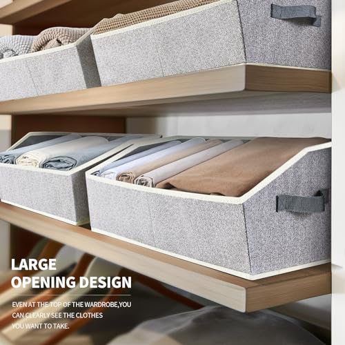 Homsorout Closet Organizers Bins 6 Packs - Large Closet Shelf Organizer with Handles, Fabric Trapezoid Storage Bins, Colla...