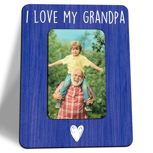 Grandpa Picture Frame For 4 X 6 Photo, Father's Day Birthday Gifts For Grandpa From Grandchild, Wooden Picture Frame, Gran...