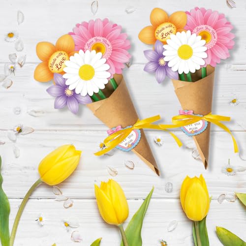 BDDYYI 28 Set Mother's Day Flower Bouquet DIY Kit Floral Paper Craft for Teacher Appreciation & Home Decor Thankful Gift f...
