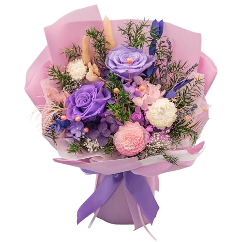 HUACHIPLUS Forever Flower Gifts for Her: Romantic Mothers Day Flowers for Mom Wife Girlfriend Grandma-Preserved Rose Bouqu...
