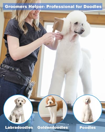 Petqueen Dog Slicker Brush for Large Dogs, Professional Doodles Brush for Poodles, Goldendoodles and Labradoodles - Easy t...