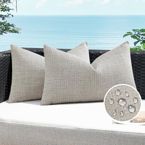 Artscope Outdoor Waterproof Throw Pillow Covers 12x20 Inch Decorative Linen Outdoor Pillows Cushion Case for Patio Couch S...